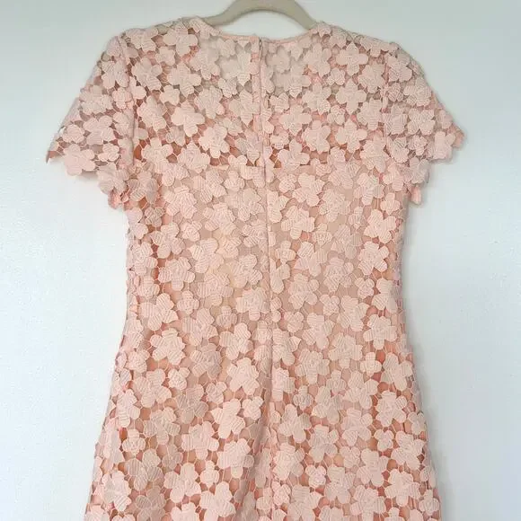 Shoshanna Marcella Lace Dress Blush Pink Anthropologie Floral Midi Size 4 - Picture 5 of 16